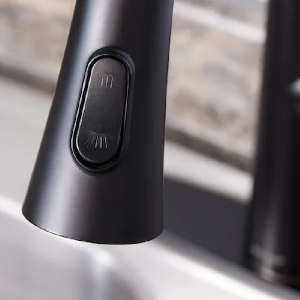 Allen + Roth Bryton Matte Black Single Handle Pull-down Kitchen Faucet with LED - Picture 6 of 12